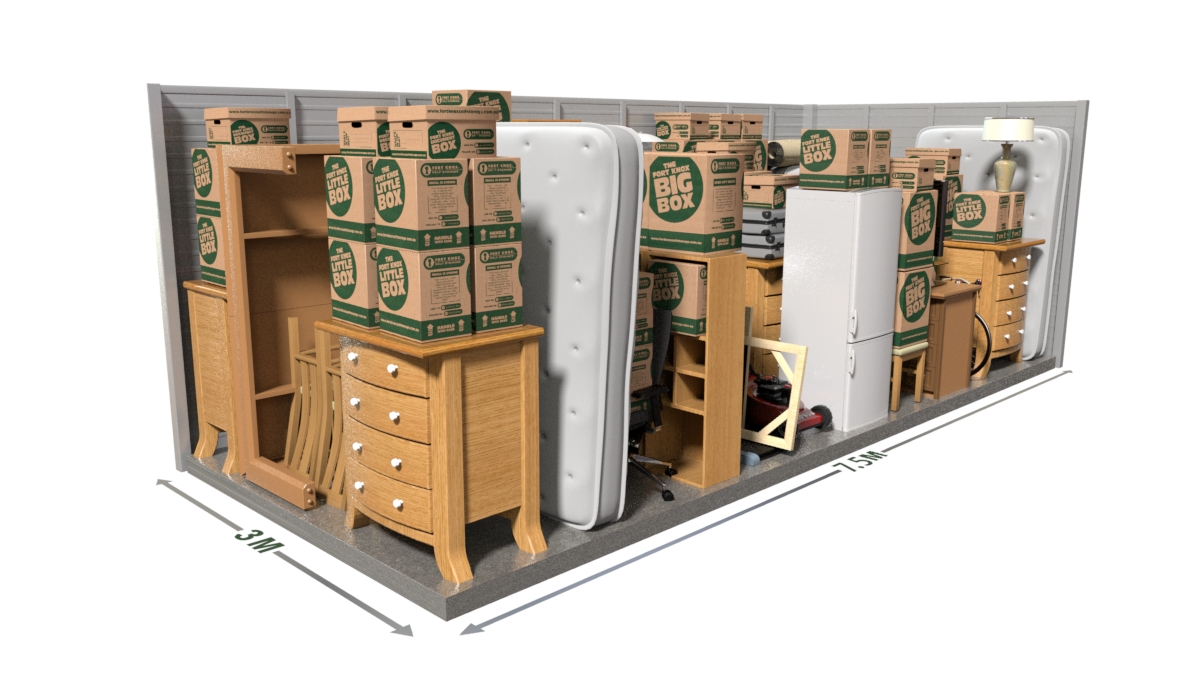 80% of our customers assume they need more space than they really do. Using our space estimator gives a more detailed example of storage spaces and what will fit.